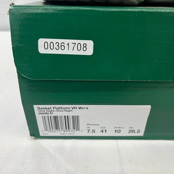 PUMA Basket Platform VR Olive Night Women’s size 10 - Picture 2 of 8